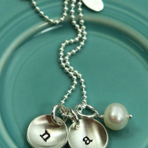 silver cupped initials 2-pk